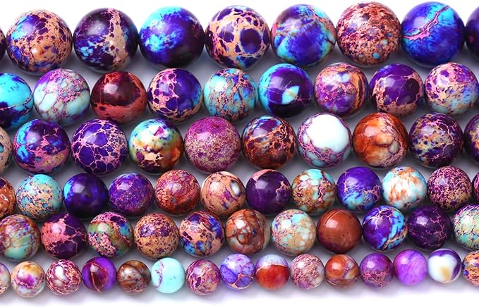 38PCS 10mm Natural Galaxy Sea Sediment Jasper Beads Gemstone Round Loose Spacer Stone Beads for Jewelry Making DIY Bracelet Necklace 15 Inch