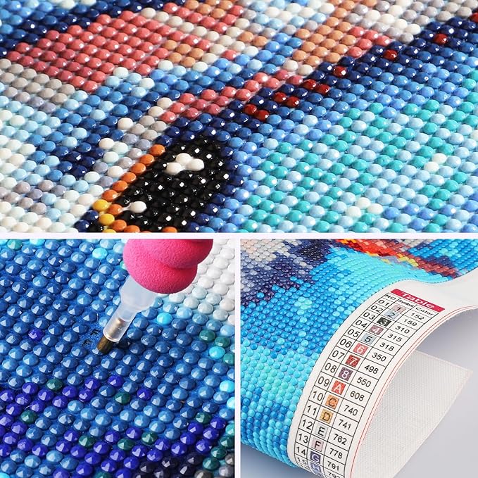 SENQAO Parrot Diamond Painting Kits for Adults Beginners, Full Round Drill Gem Birds Flowers Diamond Art Kits, DIY 5D Parrot Diamond Painting Diamond Art Kits Picture for Home Wall Decor 30x40cm