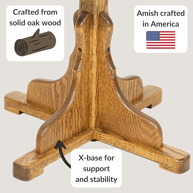 dutchcrafters solid oak wood 22 inch round extra large tilting quilt hoop with stand, quilting frame for hand quilting - amish made in america (medium walnut)