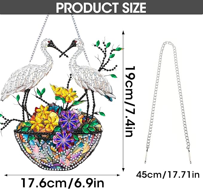 SKRYUIE Flower Hanging Diamond Art Kits for Adults Pendant Suncatcher, Special Shaped Crystal DIY Pearl Diamond Painting Kit, Gift for Mother Spring Summer Window Wreath Decor 7.49 x 6.93 Inch A22