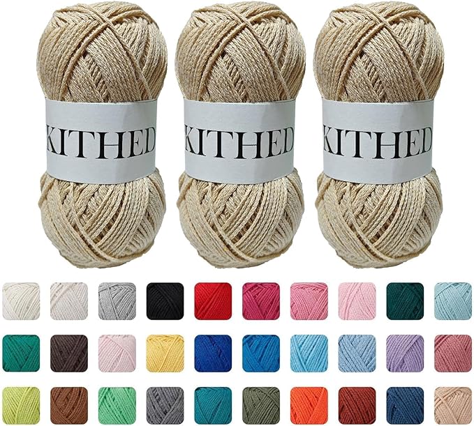 Cotton Yarn，10.5oz，526yard，3 Pack ，Soft Yarn for Crocheting and Knitting (17 Milk Coffee)