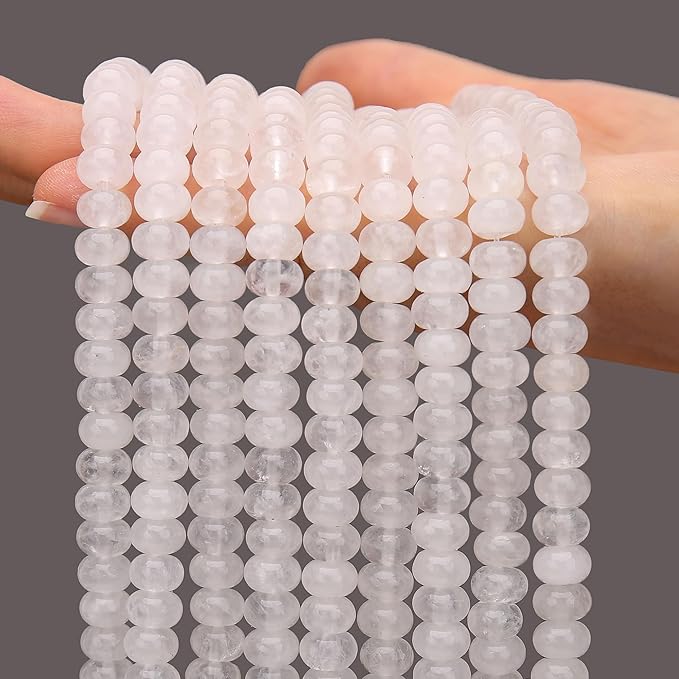 2 Strands (150PCs) Clear Crystal Quartz Rondelle Beads, 5 * 8mm Gemstone Loose Spacer Abacus Disk Beads for DIY Bracelet Necklace Earrings Jewelry Making, Craft Supplies Beading Kit