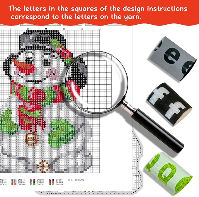 MIAOLLUN Christmas Latch Hook Kits, Snowman Latch Hook Kits Rug with Pattern Printed Crochet Needlework Crafts for Adults Beginner, 20.4X15inch/52X38Cm