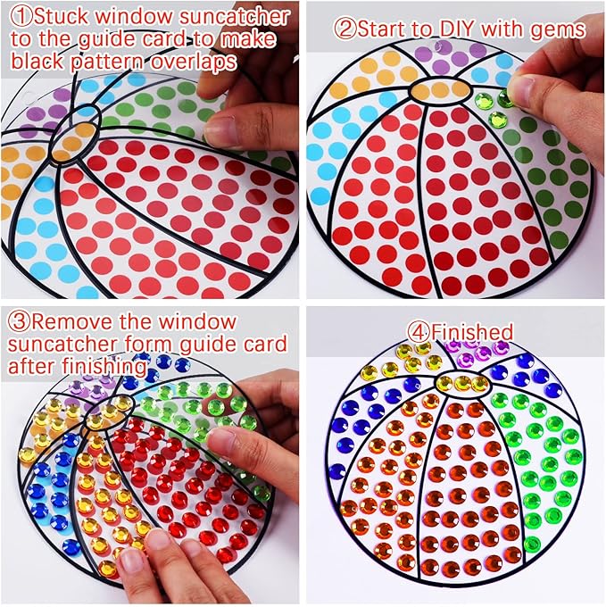 Qyeahkj 6pcs Summer Arts and Crafts Kits Suncatcher Easy Art Craft for Kids Children Teenagers at 4-12 DIY Fun Sun Fruit Diamond Painting Kits for Girls Boys Ages 3 4 5 6 8 10 12
