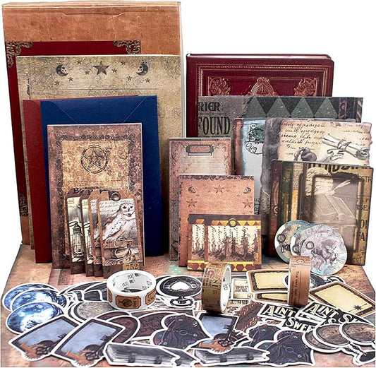 Diuhofart Scrapbooking Supplies Kit, Vintage Magic Scrapbook Kit for Bullet Junk Journal, Stationery, A6 Line Notebook, DIY Journaling Supplies, Birthday Craft Gift for Adults Women
