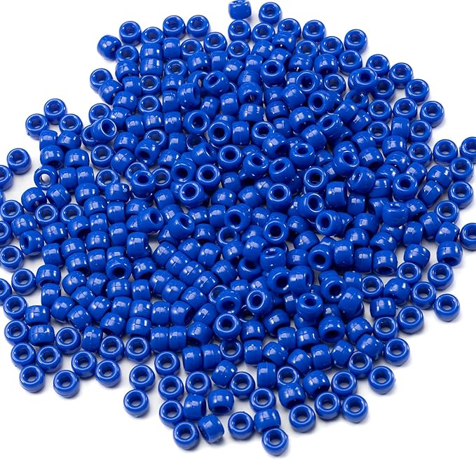 1000 Pcs Acrylic Single Color Pony Beads 6x9mm Bulk for Jewelry Making Earring Hair Braiding