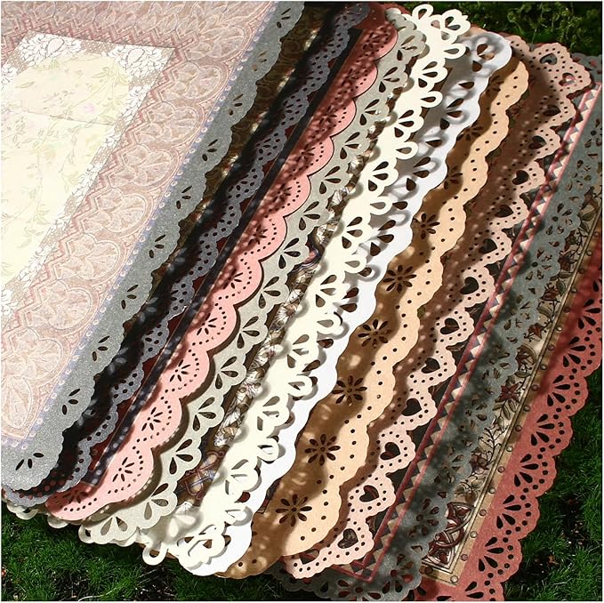 30 Sheets Lace Edged Vintage Scrapbook Paper, Assorted Set - 3 Pack Background Stationery Paper Ephemera for Junk Journaling Supplies, Scrapbooking, Collage, Letter Writing