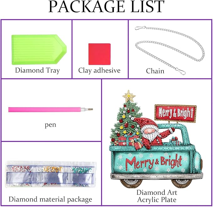 Pavemlo Hanging Diamond Art Kits for Adults Christmas Santa Claus – 8x8 Inch Double-Sided Acrylic Board DIY Crystal Diamond Suncatcher Pendant, Sparkling Home Wall or Window Decoration Handmade Gifts