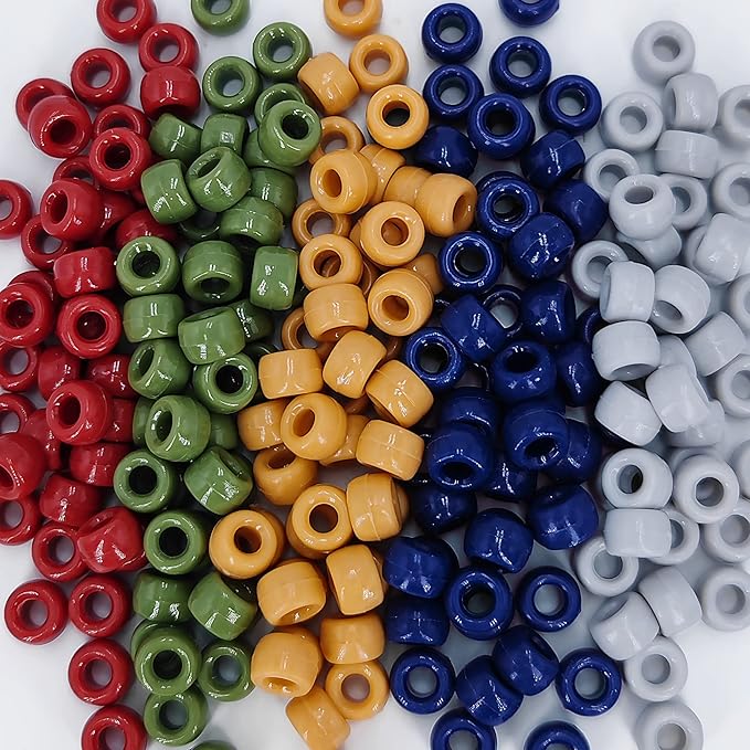 MIIIM 1000PCS 6x9mm Earth Tone Pony Beads Bulk, 5 Styles Kandi Beads for Bracelets Making Kit, Hair Braids Crafts for Jewelry Making (Earth)