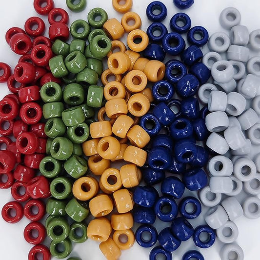 MIIIM 1000PCS 6x9mm Earth Tone Pony Beads Bulk, 5 Styles Kandi Beads for Bracelets Making Kit, Hair Braids Crafts for Jewelry Making (Earth)