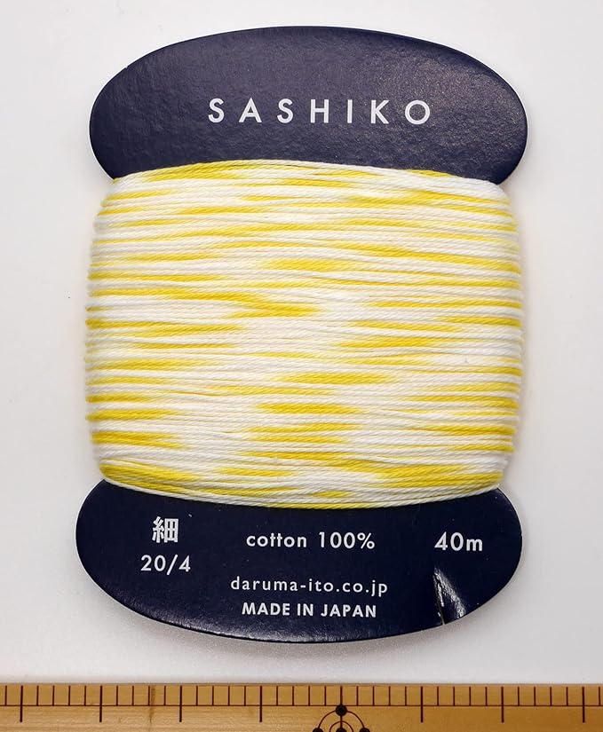 Yokota Daruma Sashiko Thread Single and Variegated Color (Lemon Squash, Thin 40M Card)