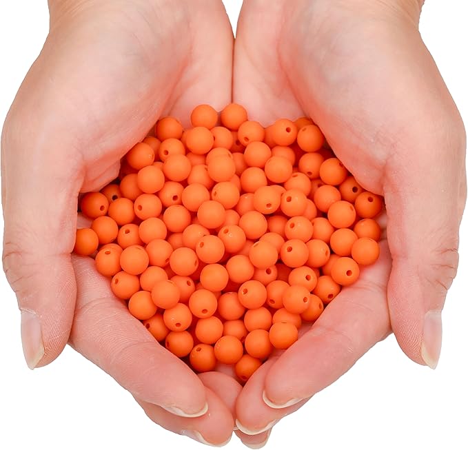 bonny boxx 500pcs 8mm matte orange-red acrylic round beads, frosted plastic resin bubblegum balls chunky gumball beads for necklace and bracelet making, crafting supplies