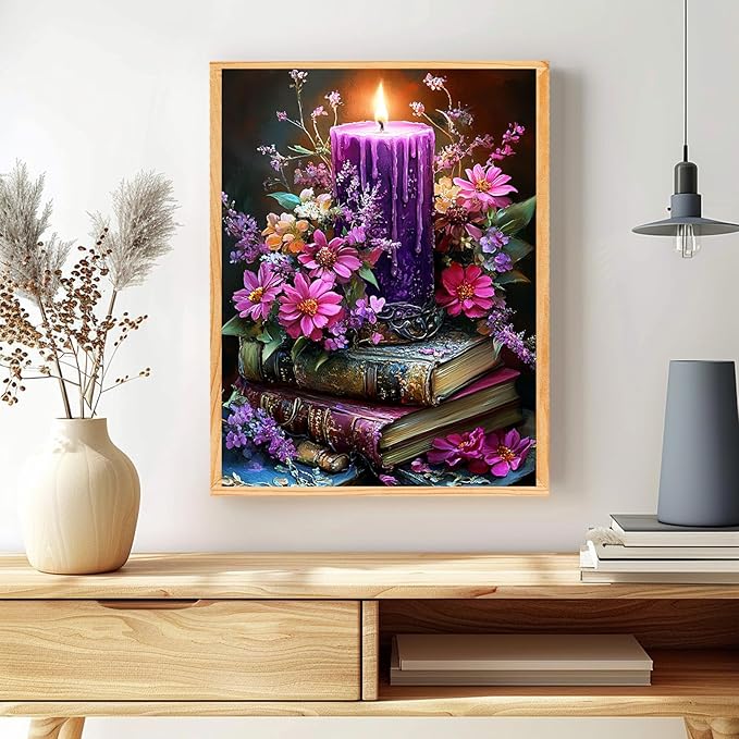 MAXBYE Books Paint by Number, Candlelight Flower Adults' Paint by Number Kits, DIY Acrylic Paint Kit for Adults Beginners Unframed, Easy Oil Paint by Numbers Canvas for Home Wall Decor 12x16inch