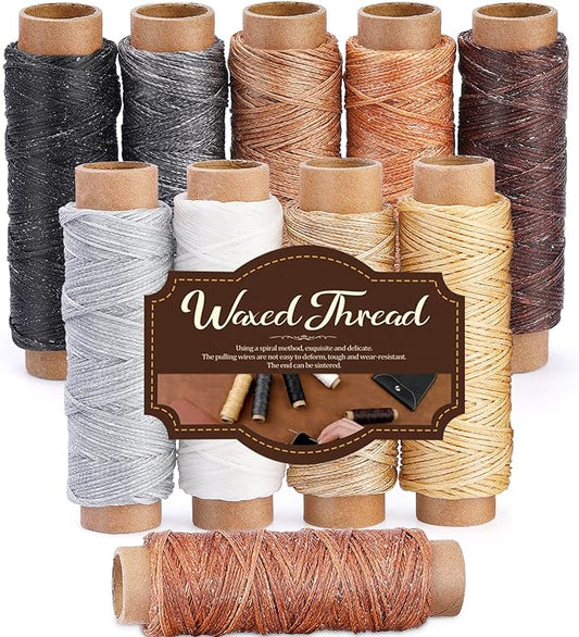 BUTUZE 330 Yards Leather Sewing Waxed Thread - 150D 33 Yards Per Spool Stitching Thread for Leather Craft DIY,Bookbinding,Shoe Repairing,Hand Sewing