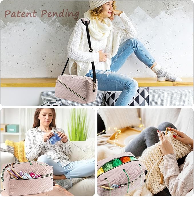 Crochet Bag Organizer - Knitting Bag - Yarn Storage Organizer - Yarn Bag for Crocheting - Yarn Holder for Crochet Accessories, Crocheting & Knitting Gifts