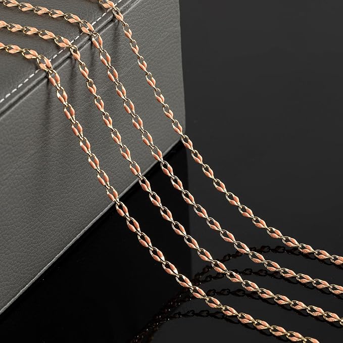 Gold Plated Chain for Jewelry Making Orange Oil Drip Cable Necklace Chains Women Bracelet DIY Jewelry Making Accessories