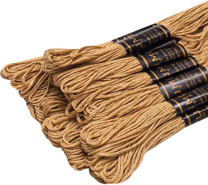 Pack of 12 Premium Embroidery Thread | 100% Egyptian Cotton Premium Skeins | Cross Stitch Embroidery Floss | Oeko TEX Certified Stranded Cotton | Ideal for Arts & Crafts (Hazelnut Brown 373)