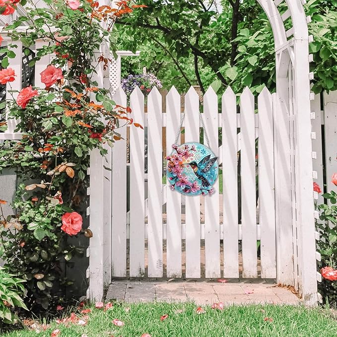 DOMROM Hummingbird Diamond Art Hanging Kits for Adults Beginners, Special Shaped Crystal Diamond Painting Hummingbird Pendant, DIY Diamond Art Suncatchers Birds for Home Garden Wall Decor Gift