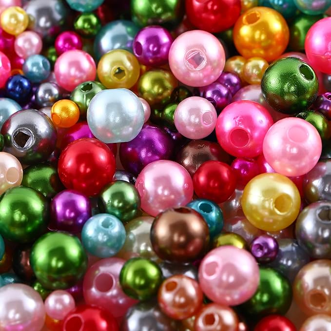 1400pcs Pearl Beads for Jewelry Making, 3 Size Multicolor Loose Beads Pearls for Bracelets Making Kit Small Pearl Filler Beads with Hole for DIY Craft Necklace Earrings