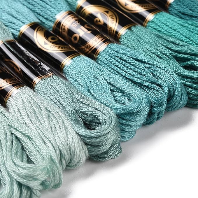 FASHEWELRY 70 Yards Handmade Polyester Embroidery Floss Crewel Cross Stitch Threads 0.5mm 6-Ply Embroidery Thread Bulk for Beginners Adult DIY Sewing Knitting Supplies (Light Sea Green)