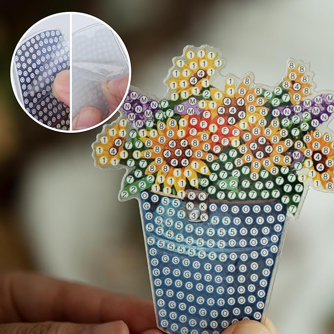 SWATOM 10PCS Diamond Art Kits for Adults for Garden Decor with Fairies, Garden Gnomes & Mushroom Houses Wood Stakes Diamond Painting Dotz Ornaments Kits for Indoor Outdoor Yard Decoration Crafts