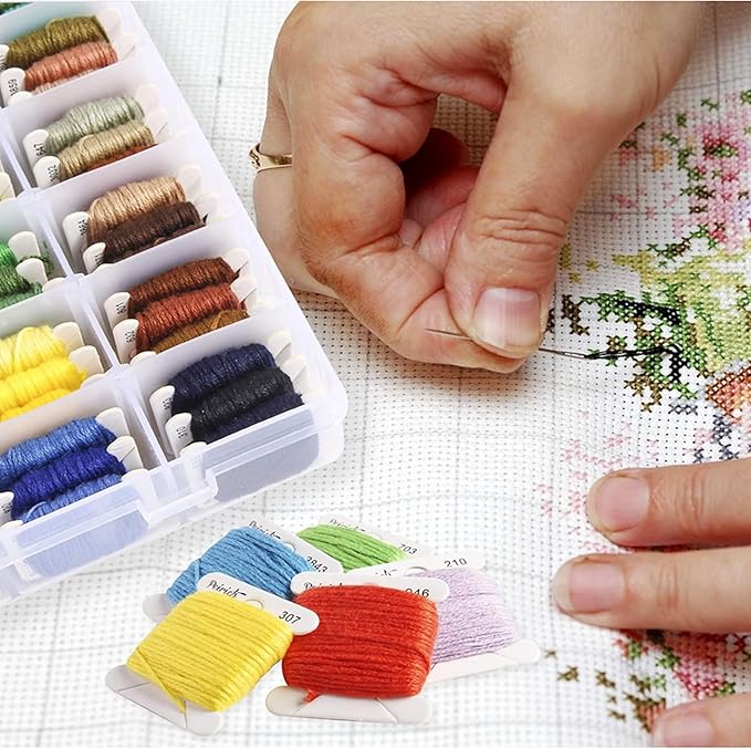XMZCOLA Embroidery kit for Beginners Adults,1200 Pcs + Friendship Bracelet String Kits with Storage Box,95 Colors Embroidery Thread and 1000 Crafts Beads,Embroidery Floss and Accessories