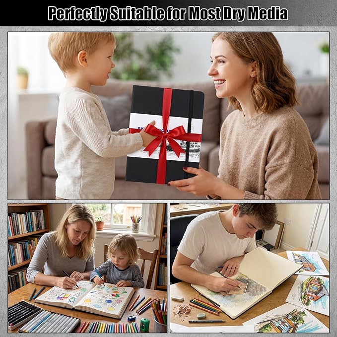Hardcover Sketch Book, 110lb/180GSM Sketchbook for Drawing Painting, 160 Pages/80 Sheets Sketch Pad, 8.5×11 in Drawing Book Art Supplies for Teens, Adults, Artists