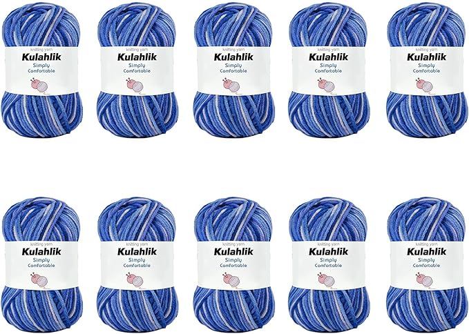 500g(10x50g) Acrylic Yarn for Crocheting and Knitting, Colorful Gradient Yarn Thread, 10 Rolls Skeins, Multicolor Hilo Acrílico, Perfect for DIY Crafts Project