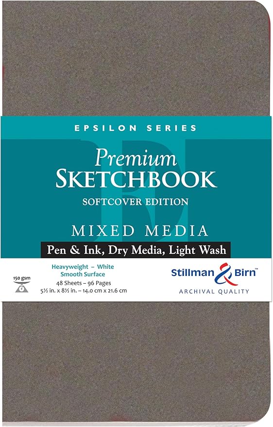 Stillman & Birn Epsilon Series Softcover Sketchbook, 5.5" x 8.5", 150 GSM (Heavyweight), White Paper, Smooth Surface