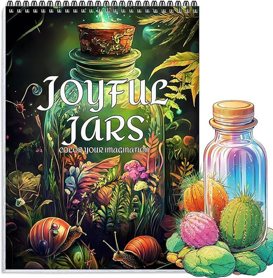 Coloring Book for Adults Relaxation, 24 Pages Adult Coloring Books for Women Stress Relief, Spiral Bound Coloring Books, Relaxing Gift for Women, Single-Sided Print Coloring Book of Joyful Jars
