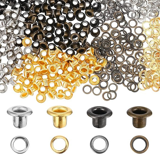 LXUEJIE 240 Sets 3mm Metal Eyelets, 4 Colors Eyelets and Grommets Kit for Paper Crafts Round Small Eyelet with Washers for Scrapbooking Card Making Fabric Leather Craft Shoes Clothes