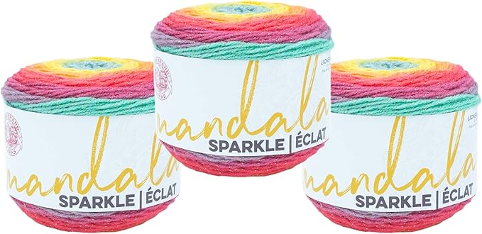 (3 Pack) Lion Brand Yarn Mandala Sparkle Yarn, Crux