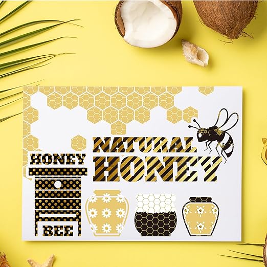 Whaline 12 Rolls Bee Washi Tape Foil Gold Honey Bee Washi Masking Tape 0.6 Inch Wide Bumblebee Honeycomb Daisy Print Decorative Adhesive Masking Tapes for Scrapbook Gift Wrapping DIY Art Crafts