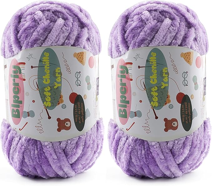 2 * 100g Fluffy Chenille Yarn for Crocheting - Chunky Velvet Yarn for Scarves Shawls, Baby Blankets, Hats Plush Toys, Plush Yarns Each Skein 49.2yd (2, Mauve)