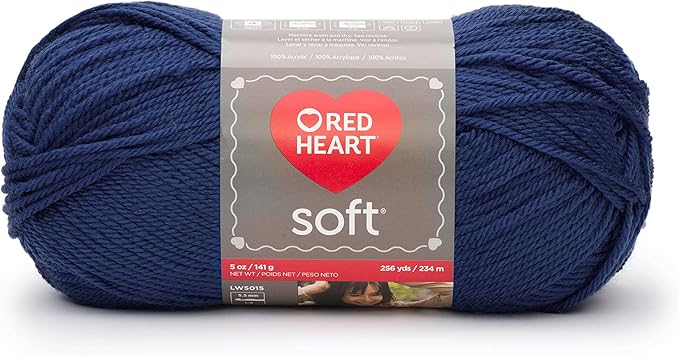 Red Heart Soft Royal Blue Yarn - 3 Pack of 141g/5oz - Acrylic - 4 Medium (Worsted) - 256 Yards - Knitting/Crochet