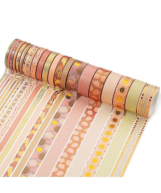 Mr. Pen - Boho Design Washi Tape Set, 21 Roll, Decorative & Cute Tape for Journaling & Scrapbooking