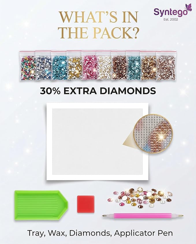 Syntego Diamond Painting Kits for Adults, Christmas 5D Diamond Art Kit, Festive Holiday Wall Decor, Relaxing Craft Kit, Gem Painting
