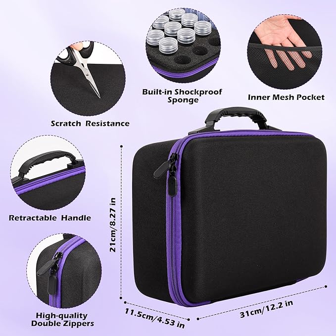 MERATIA 120 Slots Diamond Painting Storage Container, Diamond Art Kits for Adults Stackable Bead Organizer with Carrying Handle, Craft Storage Box with Accessories (Purple-120 Slots)