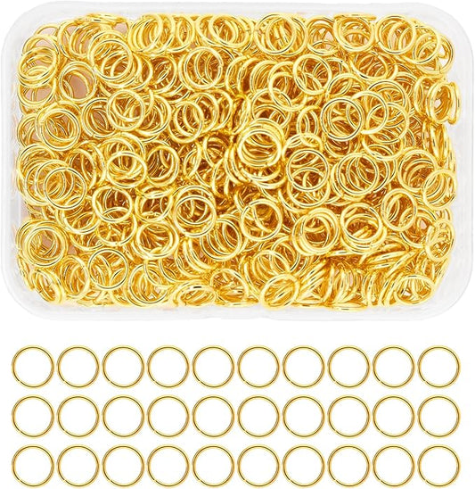 Mandala Crafts Assorted Gold Color Jump Rings Jewelry Findings Metal O Rings for Jewelry Making Supplies - 1000 7mm Small Open Jump Rings Kit for Necklace Earring