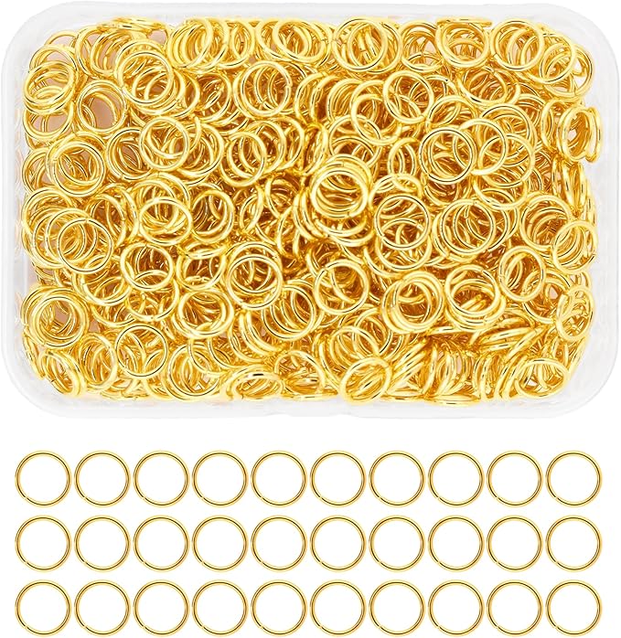 Mandala Crafts Assorted Gold Color Jump Rings Jewelry Findings Metal O Rings for Jewelry Making Supplies - 700 8mm Small Open Jump Rings Kit for Necklace Earring