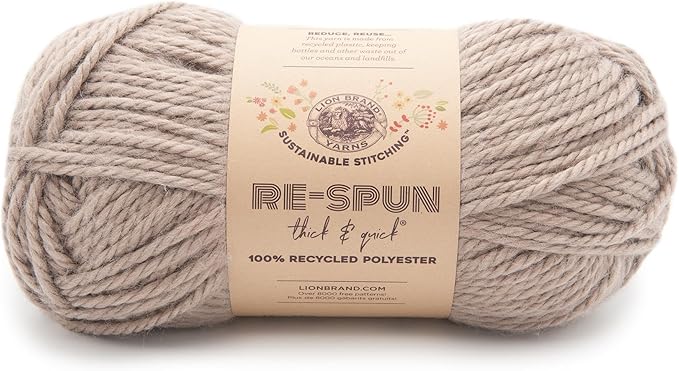 Lion Brand Yarn, Re-Spun Thick & Quick Super Bulky Yarn for Knitting, Crochet, and Crafts, Hazelwood, 1 Pack, Soft Fiber for Chunky Blankets, Bulky Throws, and Cozy Sweaters
