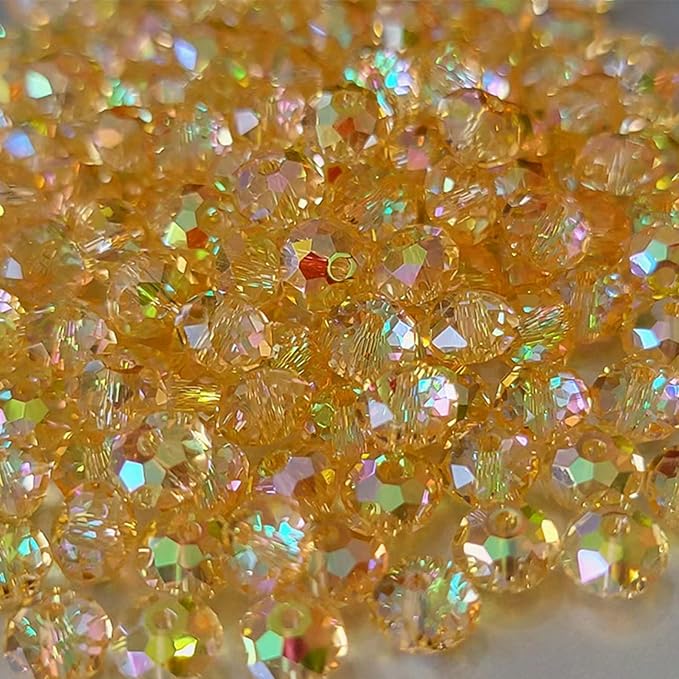 laopottbeads 800pcs 4/6/8/10mm crystal glass beads for jewelry making beads for bracelets necklace pendants making supplies(gold champagne)