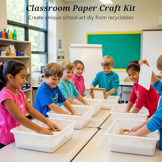 Aboofx Paper Making Kit, A4 A5 A6 A7 Size Paper Making Screen Frame Kit, Wooden Mold and Deckle with Mesh, Absorbent Papers, Sponge and Confetti,DIY Handmade Papermaking Supplies Gift for Craft Lover