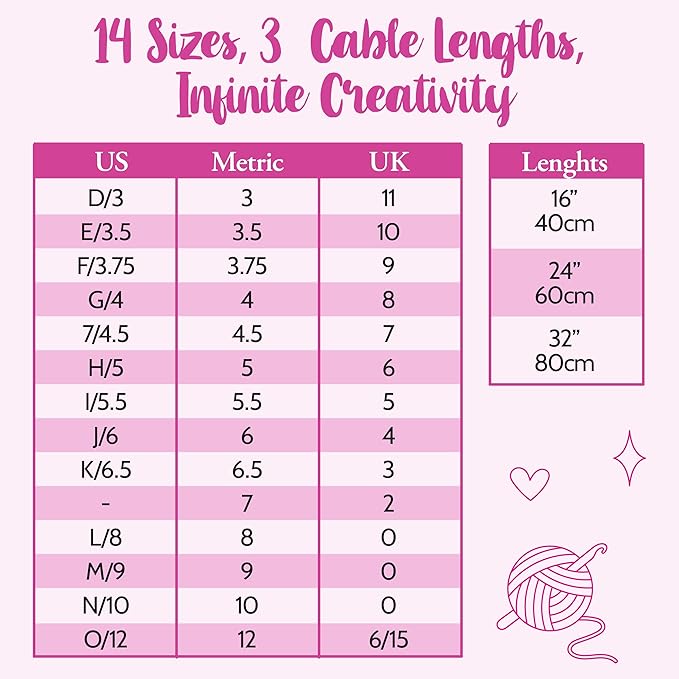KnitPal 16-inch(40cm) Tunisian Crochet Hooks Set with Cable (3 Free Patterns), for Baby Afghan Blankets,14 US Sizes from D to O (3-12mm)