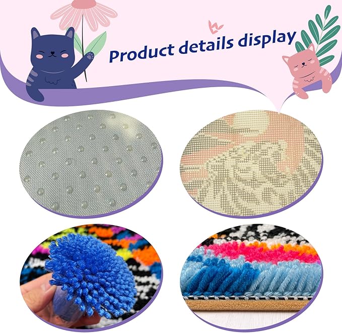 veirousa Woof Dog Bone Latch Hook Kits for Adults Beginners, Cute Letters Latch Hook Rug Kit Pre-Printed Carpet Making Kits DIY Embroidery Wall Hanging & Craft Gift 20x15 in.