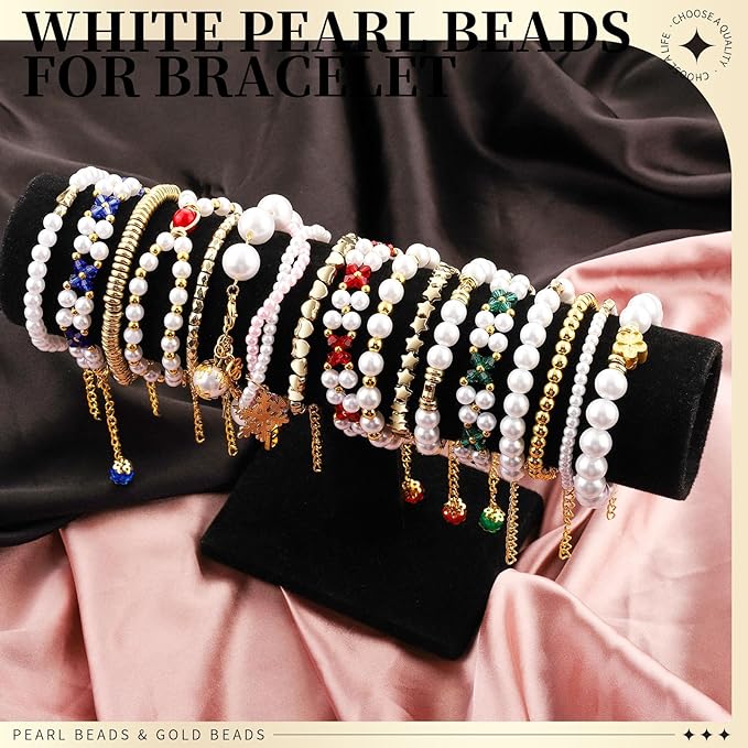 leobro pearl beads for bracelets, white beads for jewelry making, friendship bracelet kit, crafts & diy jewelry bracelet making kit
