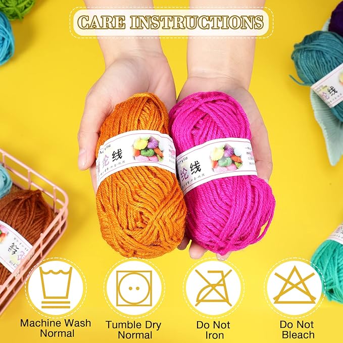 Timtin 66 Rolls Yarn Bulk for Knitting Assorted Colors Crochet Yarn Multipack 2887 Yards Knitting Acrylic Thread Mini Soft Cord Bundle Cord Skeins for Hand Weaving Craft Project Beginner Kit