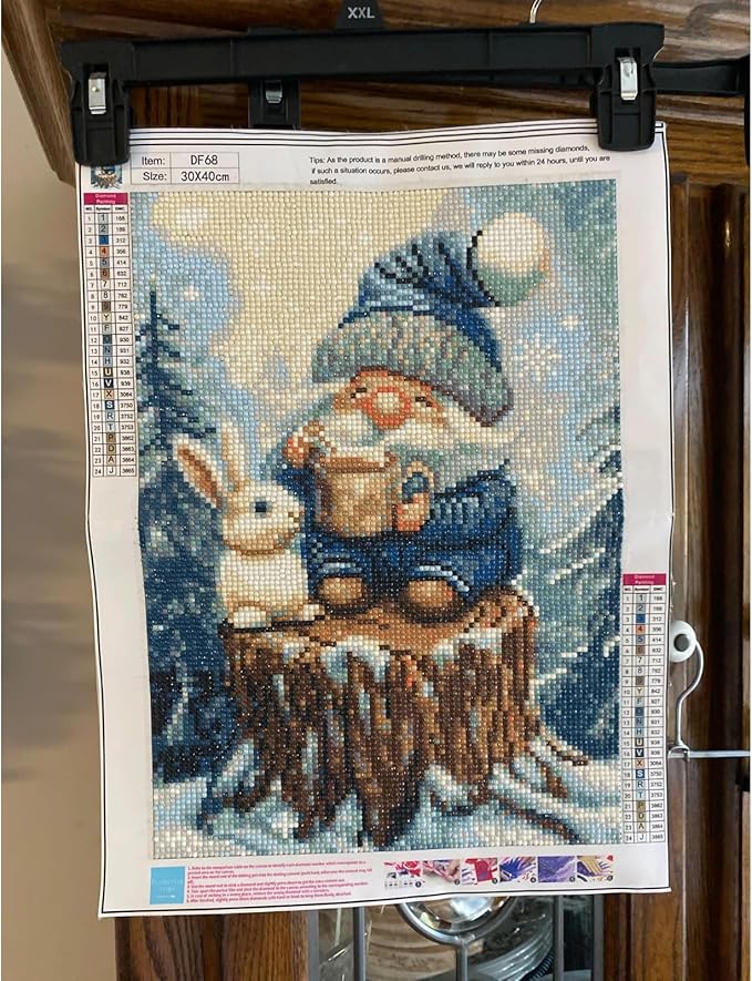 DIYDECORFUN Gnome Diamond Art Kits for Adults,5D Diamond Art Painting for Beginner,Full Round Drills Winter Forest Painting with Diamonds,DIY Crafts Rabbit Gem Art for Wall Decor 12 X 16 in