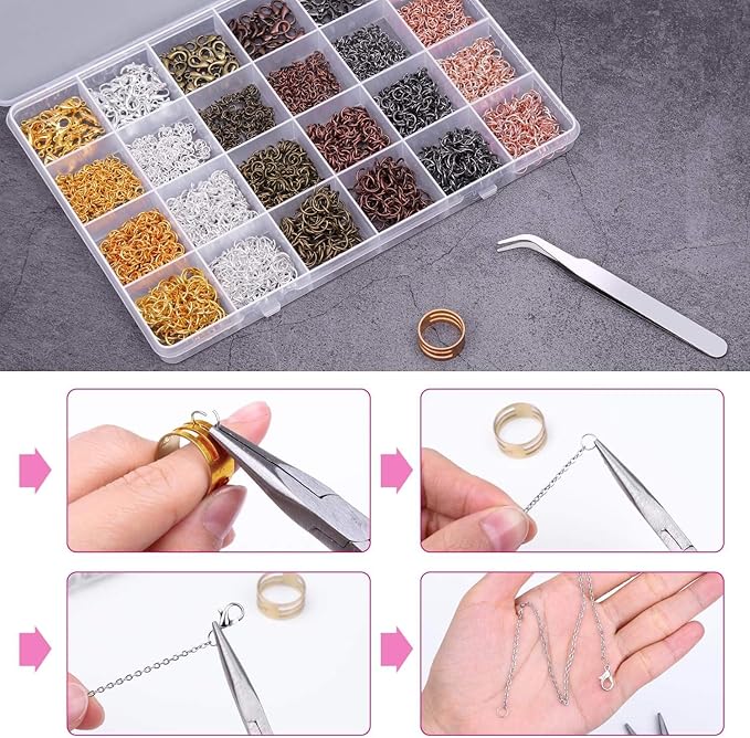 Jump Rings, Cridoz 2340Pcs Open Jump Rings and Lobster Clasps Jewelry Making Supplies Kit for Necklace and Jewelry Repair