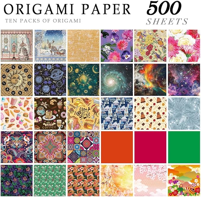 10 Different Packs Full Collection Origami Paper Kit 6 Inch Square Double Sided Color Vivid Colors Creation Easy Fold Paper Set Hand Crafts Paper Arts Creativity